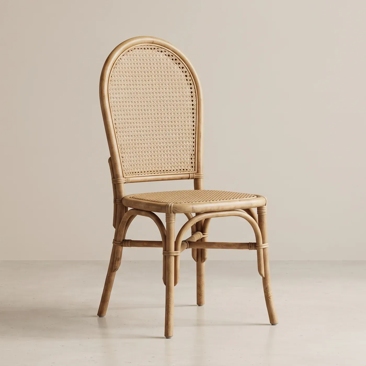 Oval cane back, bentwood rattan frame