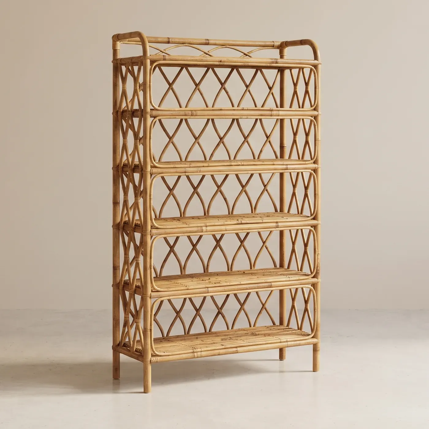 Rattan uprights, crossed lattice sides
