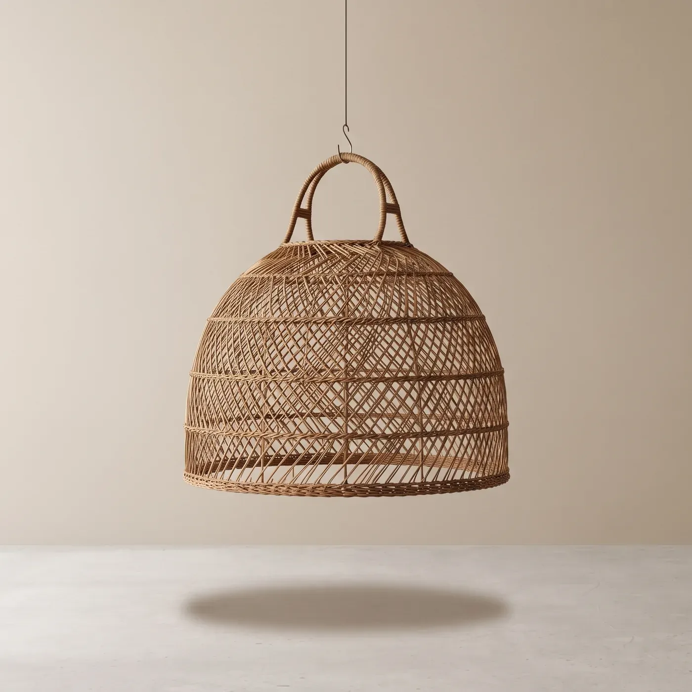 Open loose weave, bell shape, warm brown