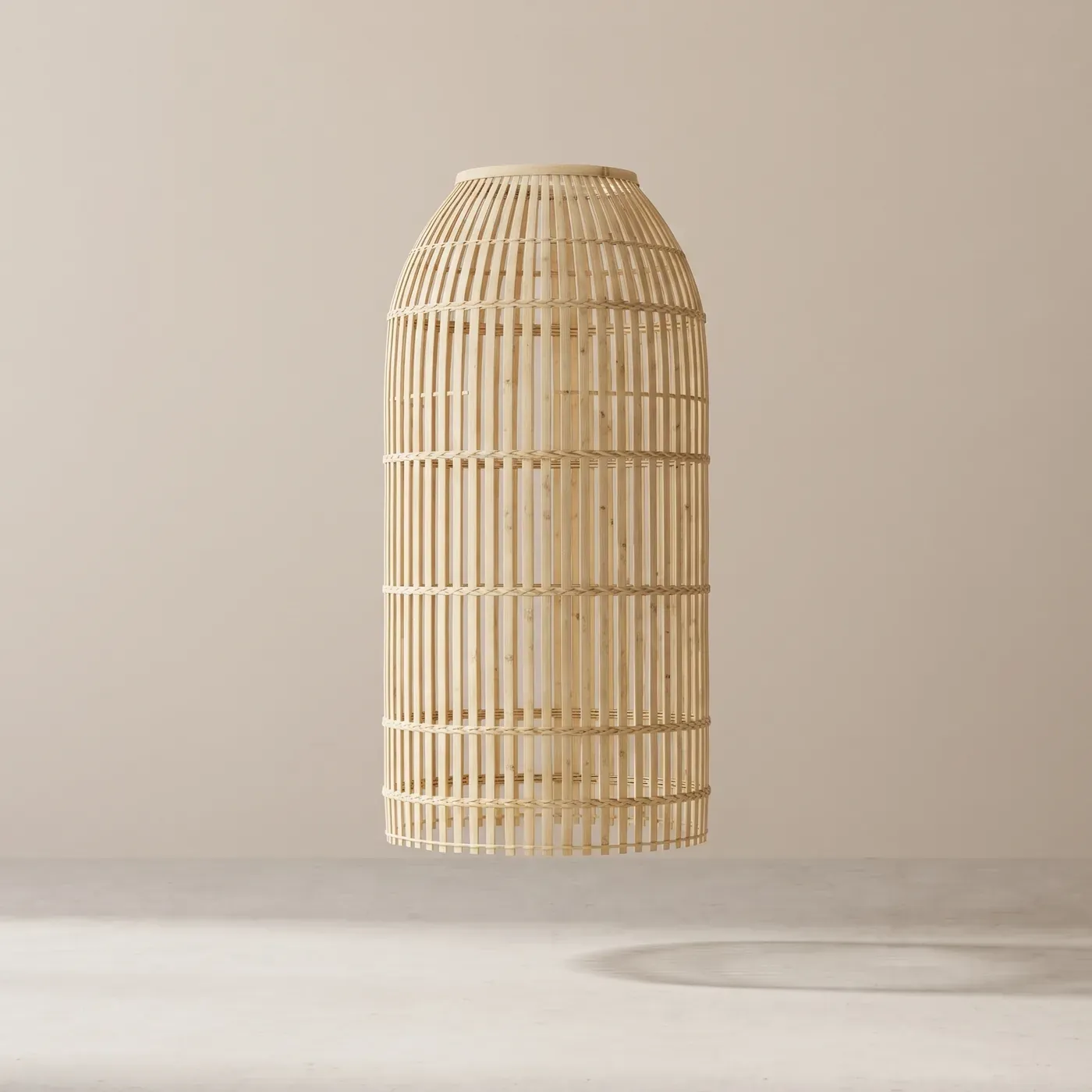 Straight open-ribbed cylinder, pale bamboo