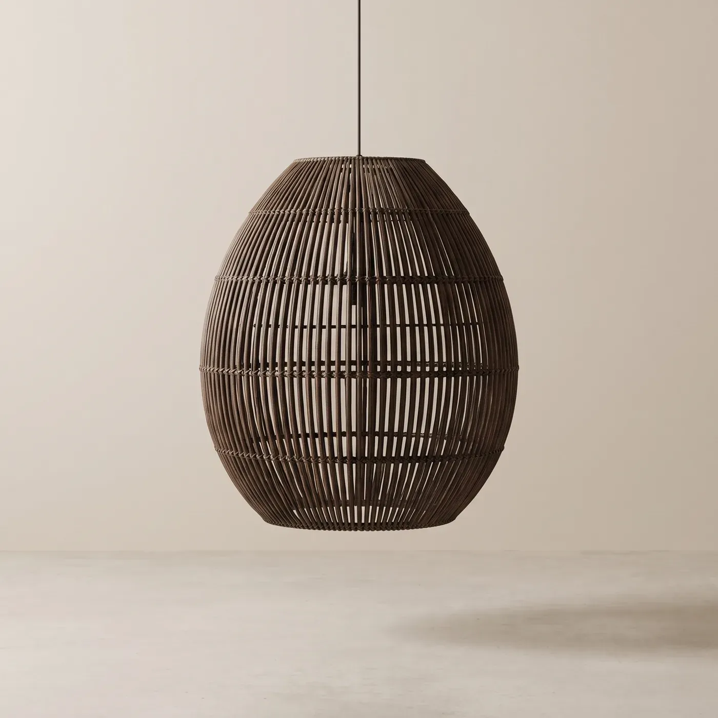 Egg-shaped ribbed shade, deep brown